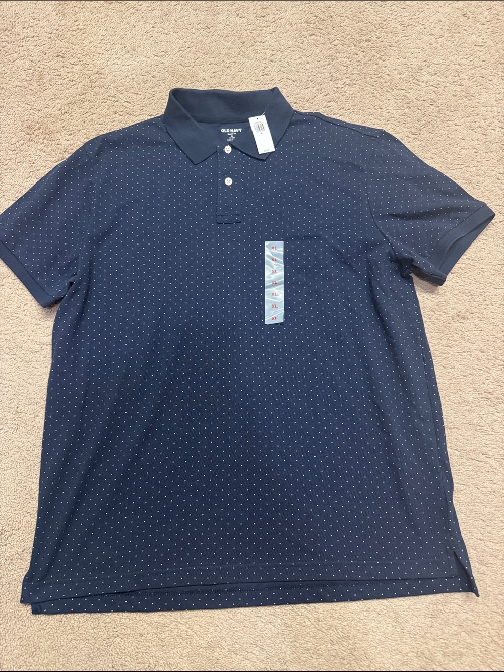 Old Navy Navy Polo with Micro Dot Pattern